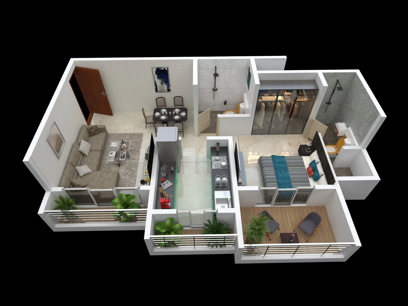 1 BHK Residence Floor Plan