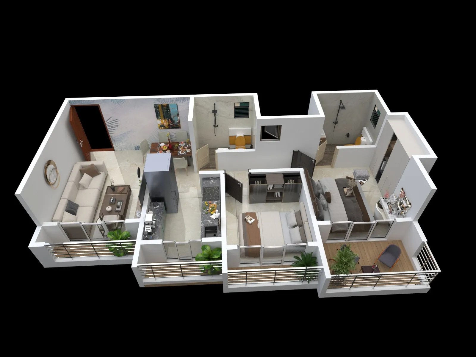 2 BHK Residence Floor Plan